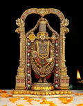 8" Tirupati Balaji Fine Metal Finish Idol Decorative Showpiece Handcrafted Tirupati Balaji Murti for Home Office and Gifting Purpose Sculpture, Golden, Pack of 1